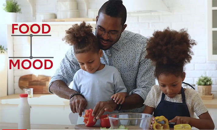 父亲和年幼的女儿们做饭来改善她们的情绪