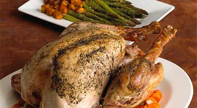 Roasted Turkey with Butternut Squash and Asparagus