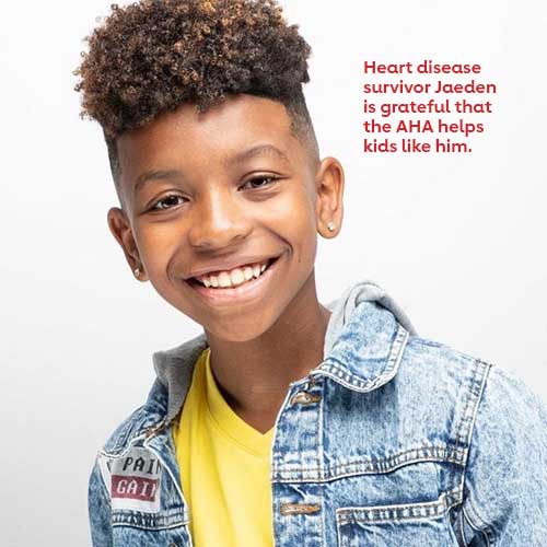 心脏病幸存者加丹很感激美国心脏病协会能帮助像他这样的孩子。