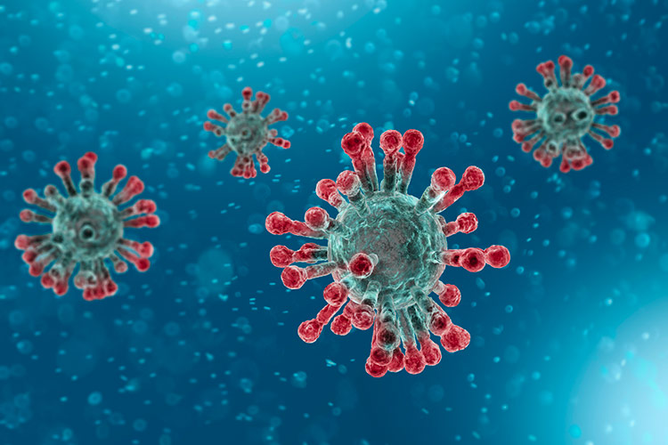 冠状病毒的显微视图，一种攻击呼吸道的病原体。分析和测试，实验。“非典”