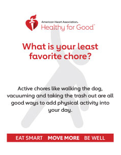 你最不喜欢的家务是什么?像遛狗、吸尘和倒垃圾这样的体力活都是增加体力活动的好方法。